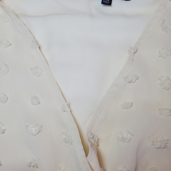 Lulus Frill Factor Cream Dotted Sheer Sleeve Romper Sz XS - Picture 12 of 17